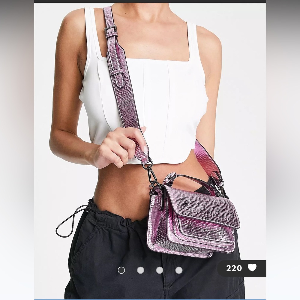 💓HVISK Renei Vegan Leather Crossbody Metallic Bag💓ASOS